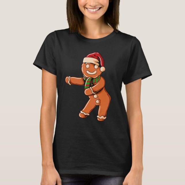 Camiseta Ginger Bread com Christmashat Floss Dance em Chri (Frente)