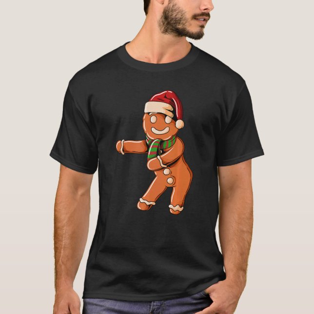 Camiseta Ginger Bread with Christmashat Floss Dance on Chri (Frente)