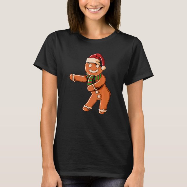 Camiseta Ginger Bread with Christmashat Floss Dance on Chri (Frente)