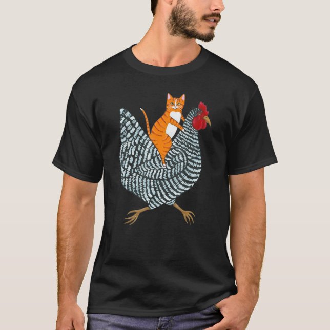 Camiseta Ginger Cat Chicken Ride Orange Cat Chicken Cats (Frente)