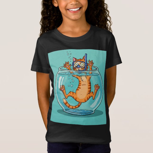 Camiseta Ginger Cat em um Aquário, por Natasha Us (Frente)
