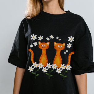 Camiseta Ginger Floral Orange Cat Energy