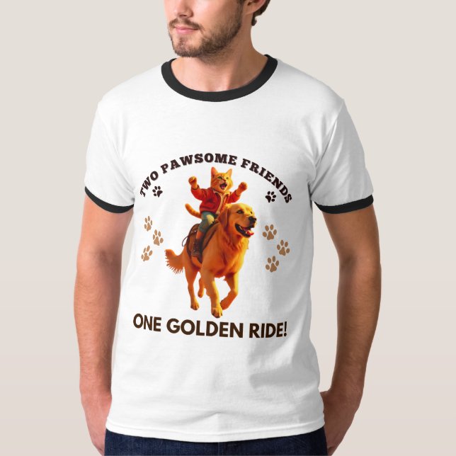 Camiseta Ginger Ginger Riding Ouro Retriever_Realístico (Frente)
