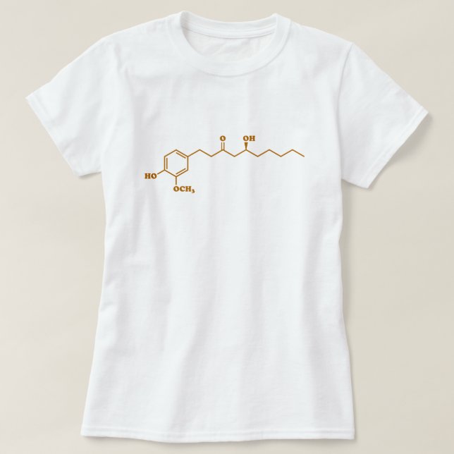 Camiseta Ginger Gingerol Molécula Fórmula Química (Frente do Design)