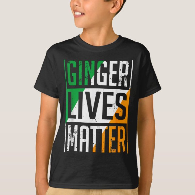 Camiseta Ginger Lives Irish Flag St Patricks Day Redhead Me (Frente)