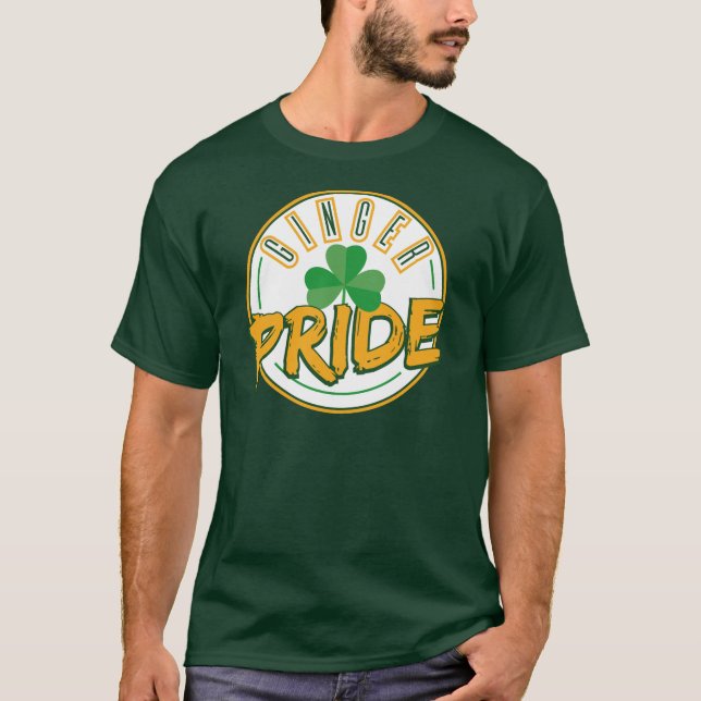 Camiseta Ginger Pride Dia de São Patrício Clover Leaf Shamr (Frente)