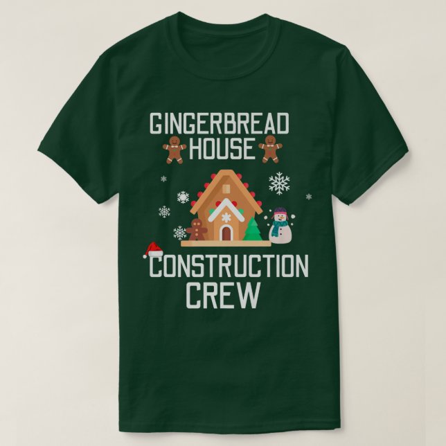 Camiseta Gingerbird House Construção de Tripulação Baking C (Frente do Design)