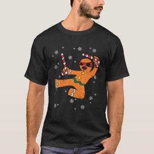 Camiseta Gingerbird Man Kung Fu Natal Engraçado Cookie Can