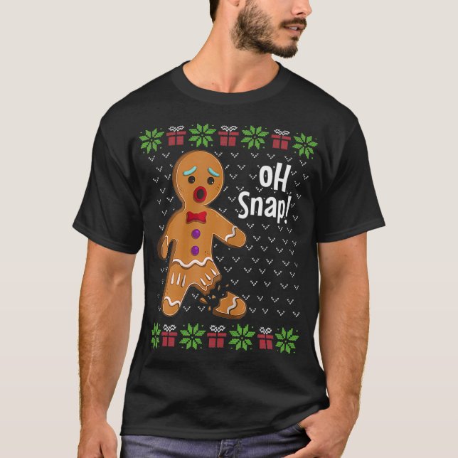 Camiseta Gingerbird Man Oh Engraçado Cute Ugt Xmas Holly (Frente)