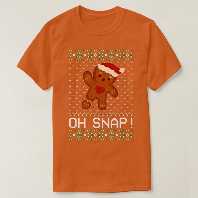 Camiseta Gingerbird Man Oh Snap Christmas (Frente do Design)