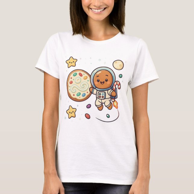 Camiseta Gingerbread Astronaut Christmas Cute Space Holiday (Frente)