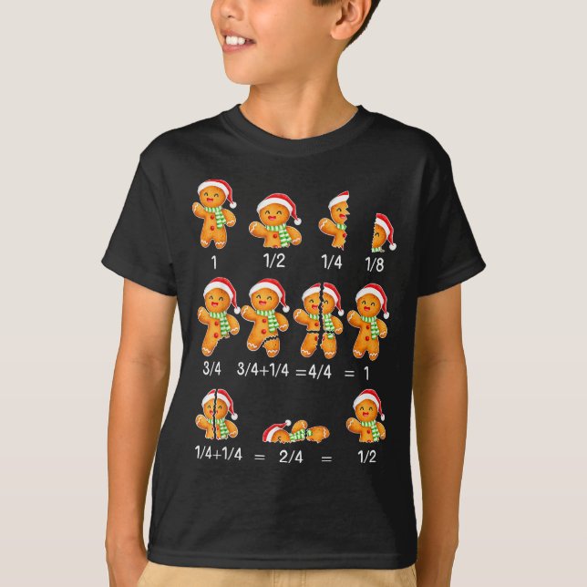 Camiseta Gingerbread Cookie Santa Hat Fraction Math Teacher (Frente)