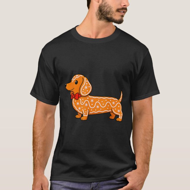 Camiseta Gingerbread Dachshund Christmas Cute Weiner Dog  (Frente)