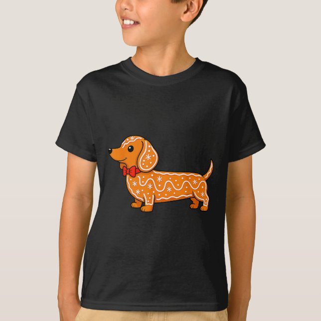 Camiseta Gingerbread Dachshund Christmas Cute Weiner Dog  (Frente)