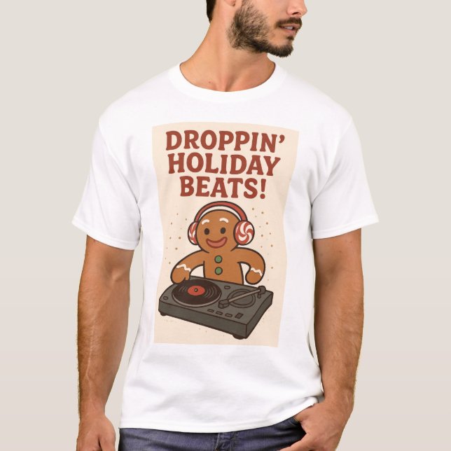 Camiseta Gingerbread DJ – Droppin’ Holiday Beats (Frente)