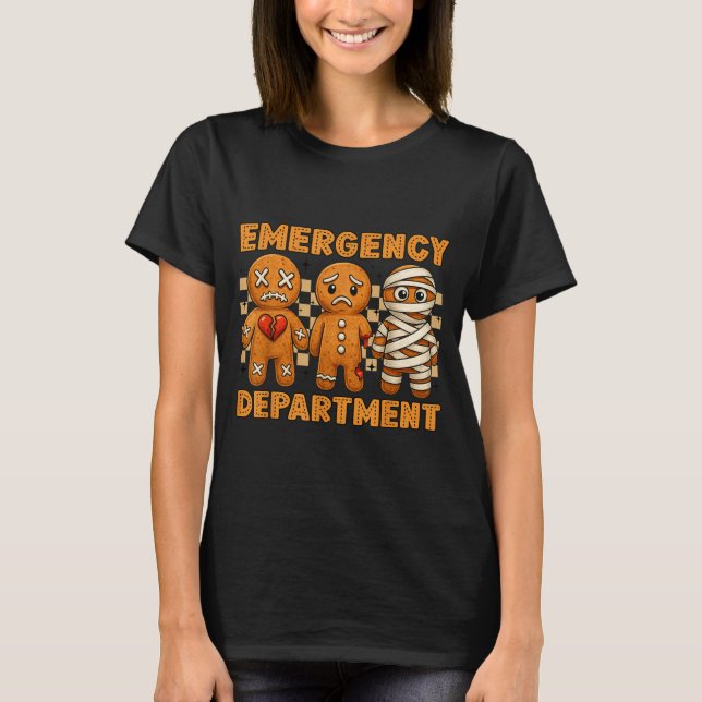 Camiseta Gingerbread Emergency Department Christmas Nurse D (Frente)