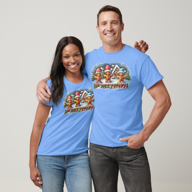 Camiseta Gingerbread Family Snowy Christmas Scene (Unissex)