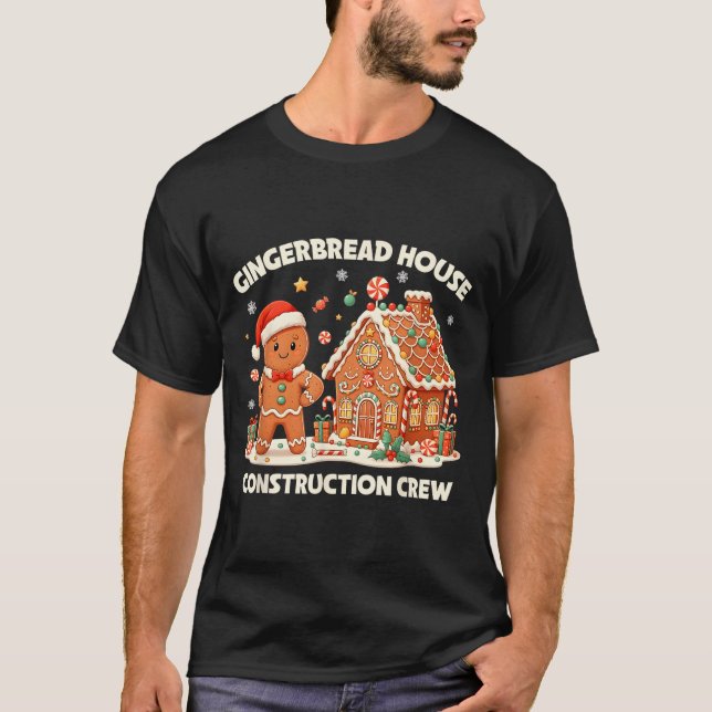 Camiseta Gingerbread House Construction Crew Kids Men Women (Frente)