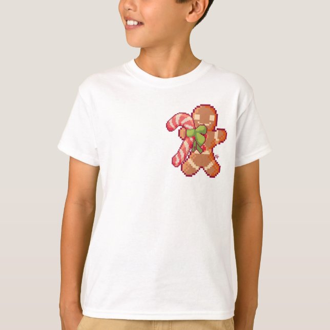 Camiseta GingerBread man, candy camera, Pixel Art  (Frente)