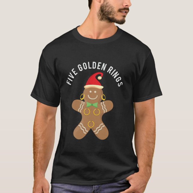 Camiseta GingerBread Man Cinco Ouros Rings Song 12 Dias Lon (Frente)