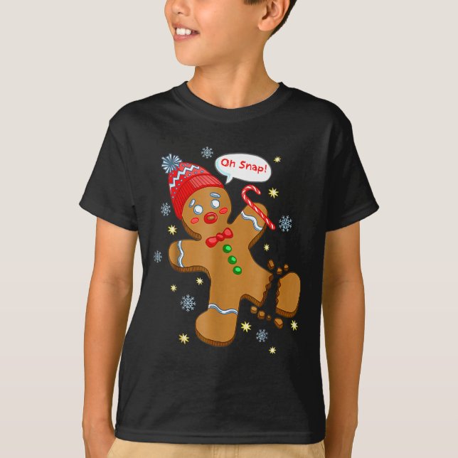 Camiseta Gingerbread Man Cookie Ugly Sweater Oh Snap Christ (Frente)