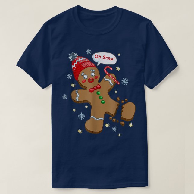 Camiseta Gingerbread Man Cookie XMas Oh Snap Funny Cute Chr (Frente do Design)