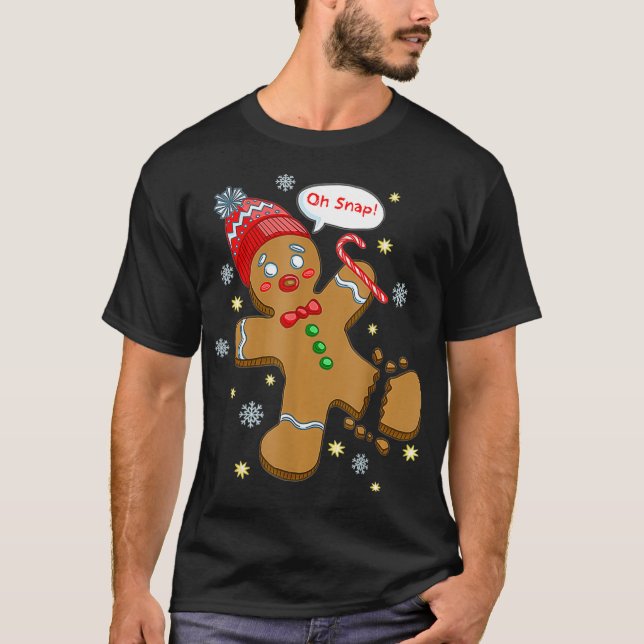 Camiseta Gingerbread Man Cookie XMas Oh Snap Funny Cute Chr (Frente)
