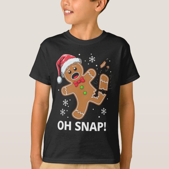 Camiseta Gingerbread Man Oh Snap Christmas Funny Cookie  (Frente)