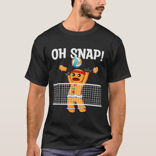 Camiseta Gingerbread Man Oh Snap Christmas Volleyball Playe (Frente)