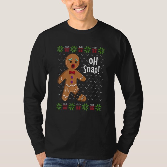 Camiseta Gingerbread Man Oh Snap  Cute Ugly Xmas For Girls  (Frente)