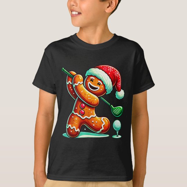 Camiseta Gingerbread Man Plays Golf Christmas Golfing Santa (Frente)