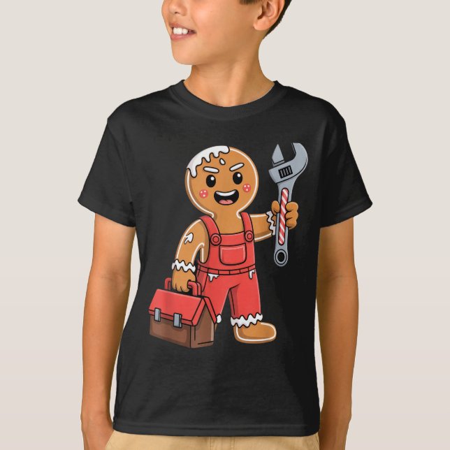 Camiseta Gingerbread Mechanic Handyman Fixer Worker Christm (Frente)