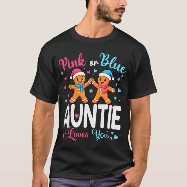 Camiseta Gingerbread Nk Or Blue Auntie Loves You Christmas  (Frente)