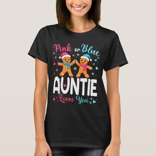Camiseta Gingerbread Nk Or Blue Auntie Loves You Christmas  (Frente)