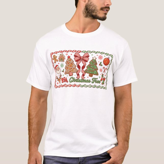 Camiseta Gingerbread Oh Christmas Tree Art (Frente)