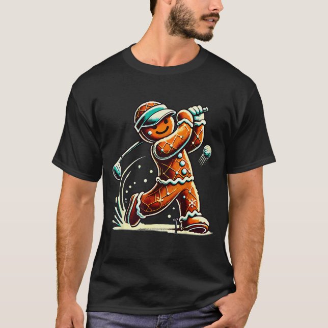 Camiseta Gingerbread Playing Golf Ball Christmas Golf Lover (Frente)