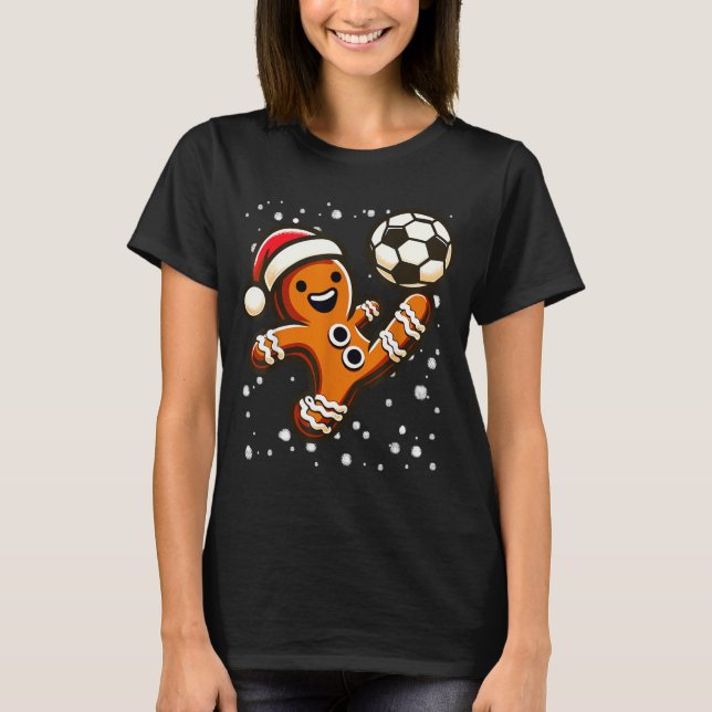 Camiseta Gingerbread Plays Soccer Bicycle Kick, Cookie Chri (Frente)