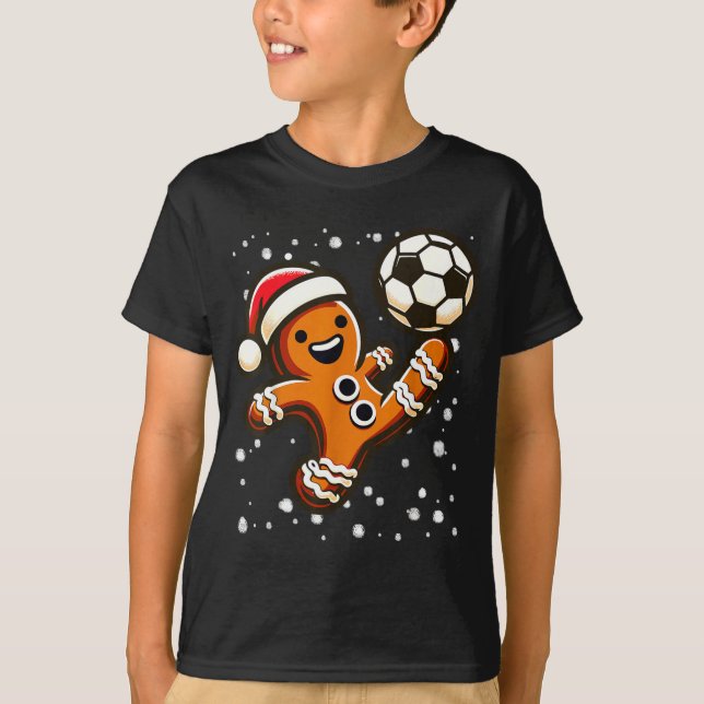 Camiseta Gingerbread Plays Soccer Bicycle Kick, Cookie Chri (Frente)