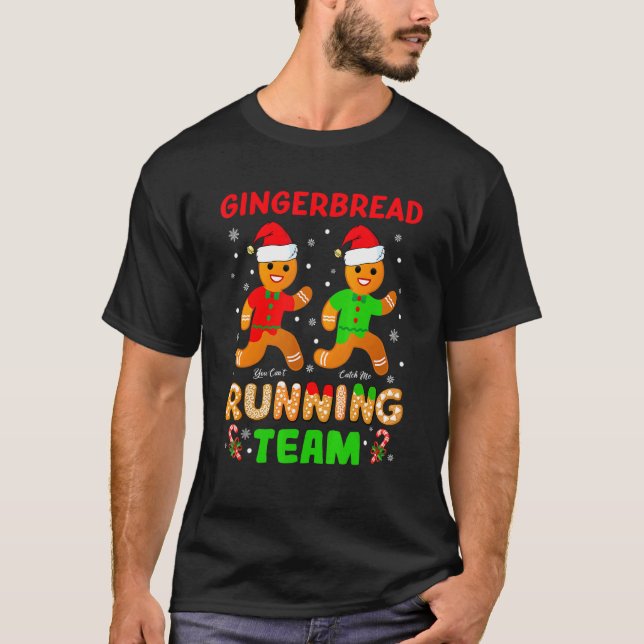 Camiseta Gingerbread Running Team Gingerbread Cookie Christ (Frente)