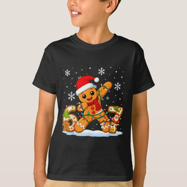 Camiseta Gingerbread Six Seven 67 Meme 6 7 Funny Christmas  (Frente)