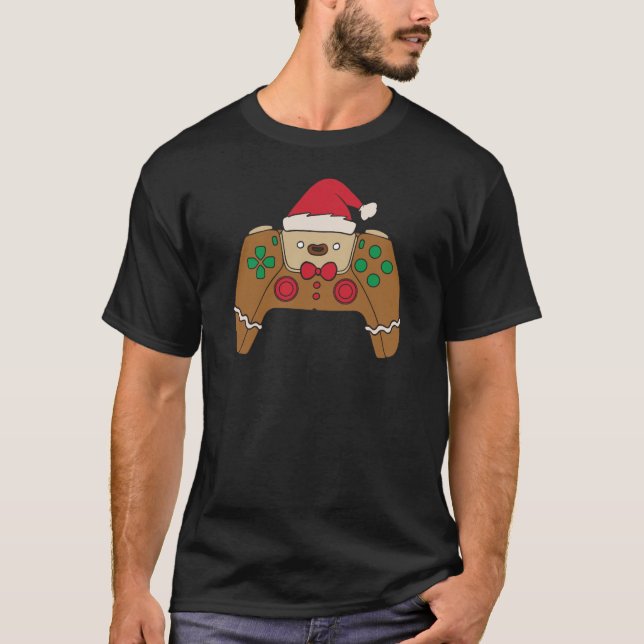Camiseta Gingerbread Video Game Controller Christmas Gamer (Frente)