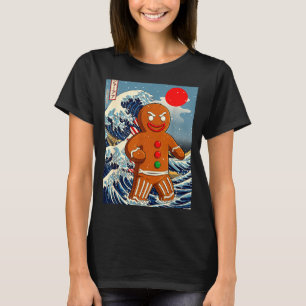Camiseta Gingerbread-zilla Arte Japonês Vintage Engraçado N