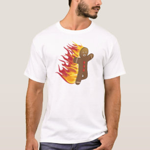 Camiseta Gingerbreadman engraçado no fogo