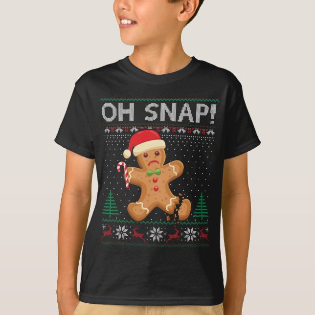 Camiseta Gingercake Man Cookie Ugly Sweater Oh Snap Cristo (Frente)