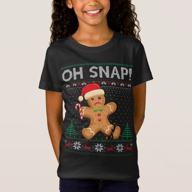 Camiseta Gingercake Man Cookie Ugly Sweater Oh Snap Cristo (Frente)