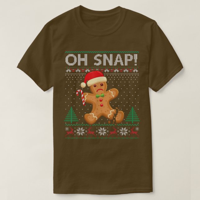 Camiseta Gingercake Man Cookie Ugly Sweater Oh Snap Cristo (Frente do Design)