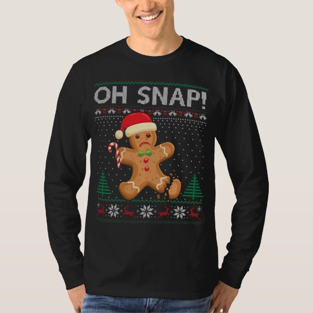 Camiseta Gingercake Man Cookie Ugly Sweater Oh Snap Cristo (Frente)