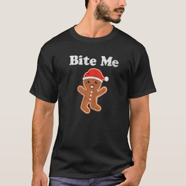 Camiseta Gingercake Man morde-me com roupas de cozinha de N (Frente)