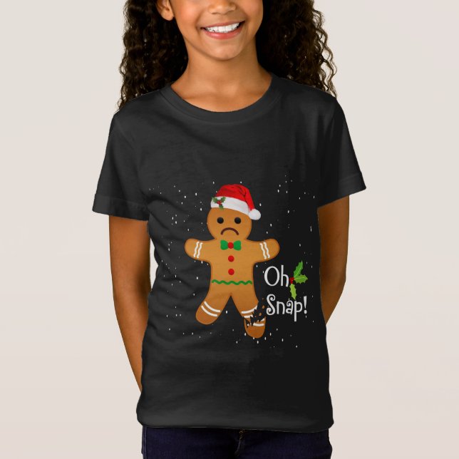 Camiseta Gingercake Man - Oh Snap Engraçado Bom Natal (Frente)