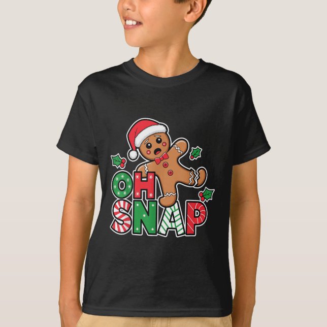 Camiseta Gingercake Man Oh Snap Natal Engraçado Cookie Bak (Frente)